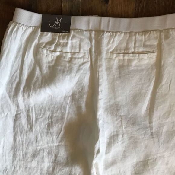 JM Collection off white lined Linen Capri pants SZ 16W straight leg New w/tags - Picture 5 of 5